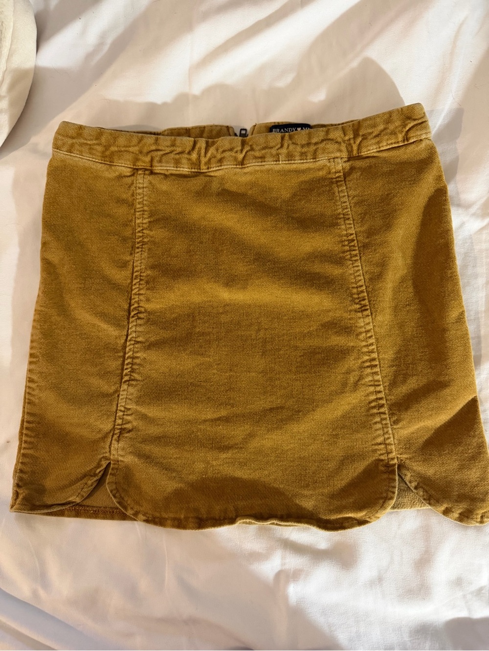 Brandy Melville Mustard Yellow Corduroy Mini Skirt with Scalloped Hem